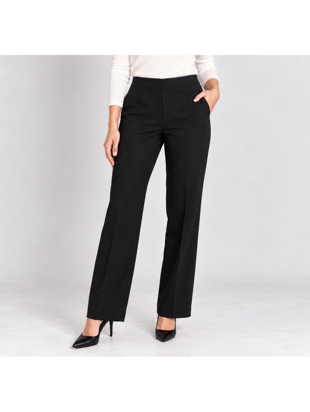 Larry Levine Petite Suits Black Dress Pants 8P Straight Leg Career Quiet Luxury